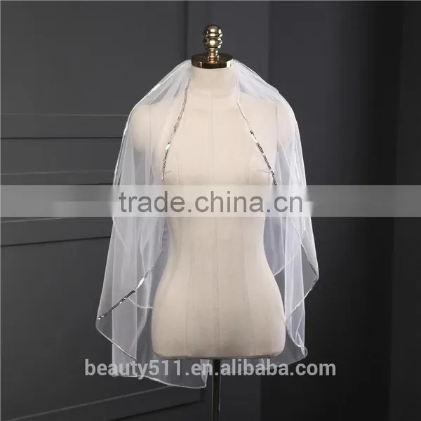 2017 Wholesale Bridal Veils Hot Sale Short Elegant Bridal Wedding Veils Fashionable Short Tulle Wedding Bridal Veils HL32 photo-5