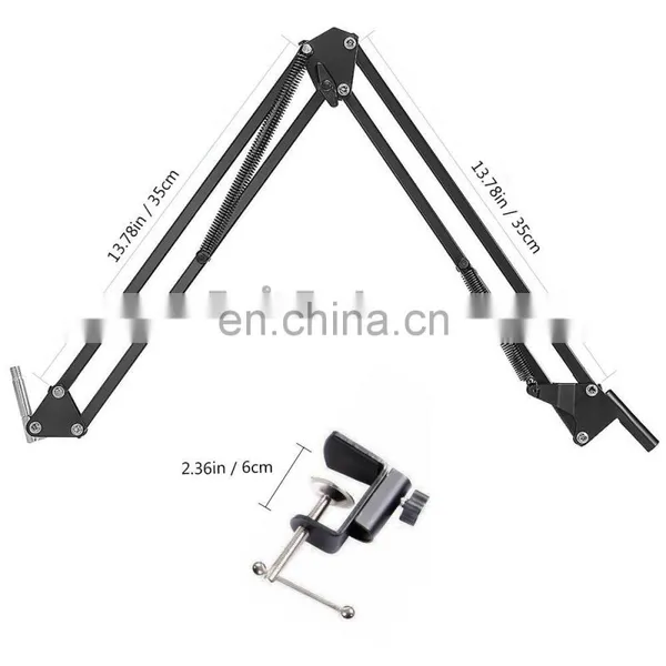 Professional Microphone Stand, Flodable Mic Stand Mic Arm Suspension Boom Scissor Arm Stand for Radio Broadcasting Studio photo-3