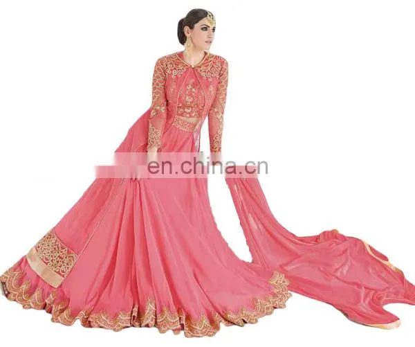 2017 Occasion Wear Net Anarkali Style Lehenga Choli Suits Dress Material photo-2