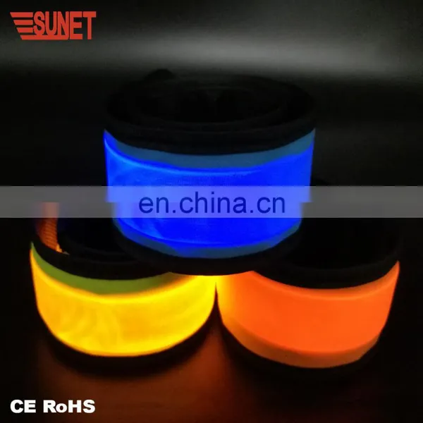 Sport Safety Customized LOGO Printing Nylon Wristband LED Running Slap Bracelet photo-4
