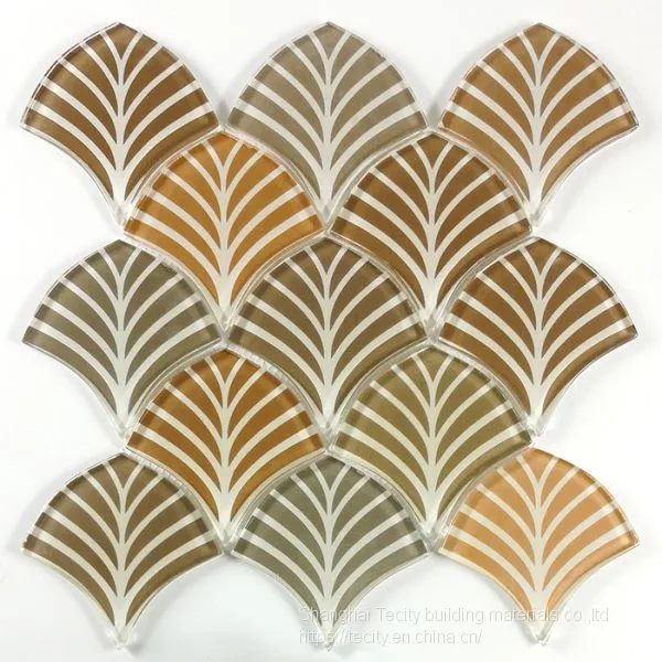 Crystal Mosaic Glass Inkjet Tile China Manufacturer Sector Shape photo-3
