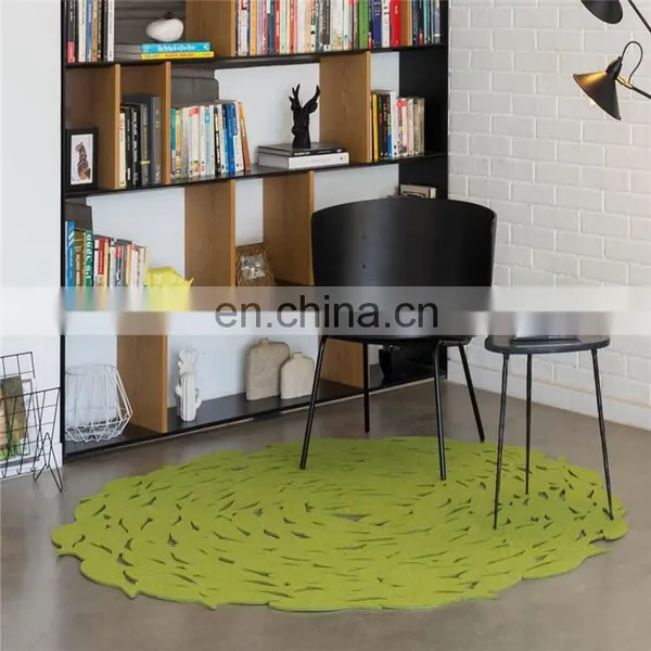 High Quality Lase Cut Green Office Different Shapes Wool Felt Modern Area Rug for Whole Sale photo-5