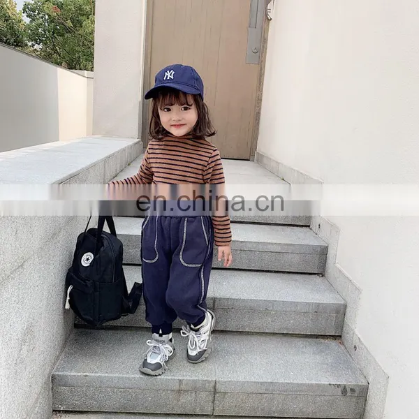 4097/Hot Selling Various Color Warm Stripe Kids Undershirt Wholesale Autumn Winter Girls Top photo-3