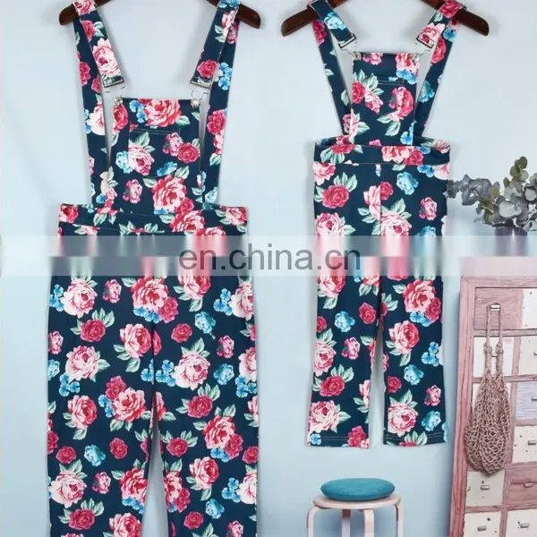 2019 Summer Family Matching Clothing Floral Print Overalls Mother and Child Dress Long Maxi Dress photo-4