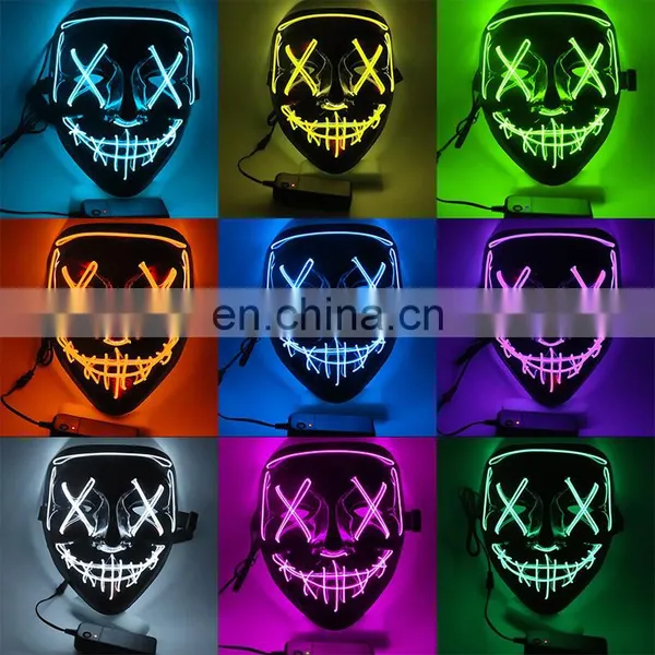 Halloween Party Promotional Party Joker Led Dress Up Adult Neon Face Masks Christmas Halloween Party Mask photo-2