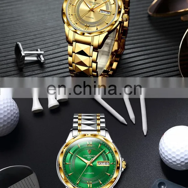LIGE 6809 Mens Automatic Mechanical Watches 100m Waterproof Date Clock Diving Wristwatch Stainless Steel Watch photo-5