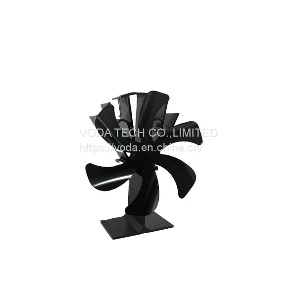 Eco Friendly Black 5 Blades Flame Charcoal Heat Powered Stove Fan Wood Fireplace Fan