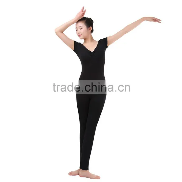 Latest Gilrs Angkle Length Short Sleeves Dance Tights and Gymnastics Unitards photo-2