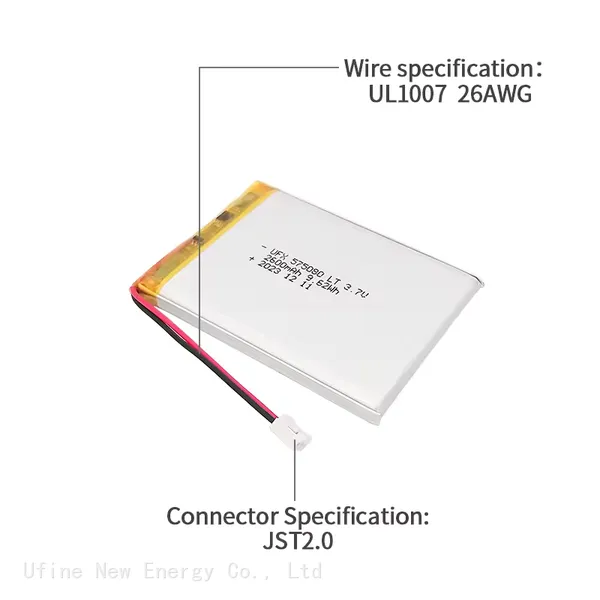 3.7V 2500mAh UFX 575080 Low Temperature Lithium Ion Rechargeable Battery Wholesale photo-3