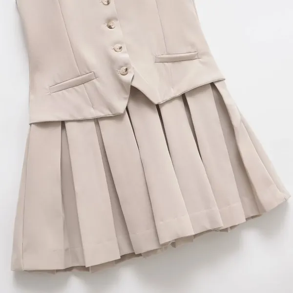 Fashionable European and American Design, Versatile Pleated Striped Vest Style photo-4