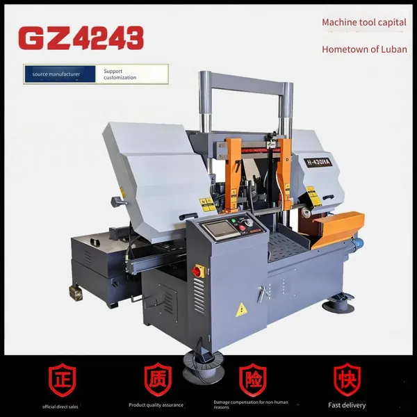 steel bar sawing machine gz4243 with automatic chip removal, cnc fully automatic band sawing machine, band saw