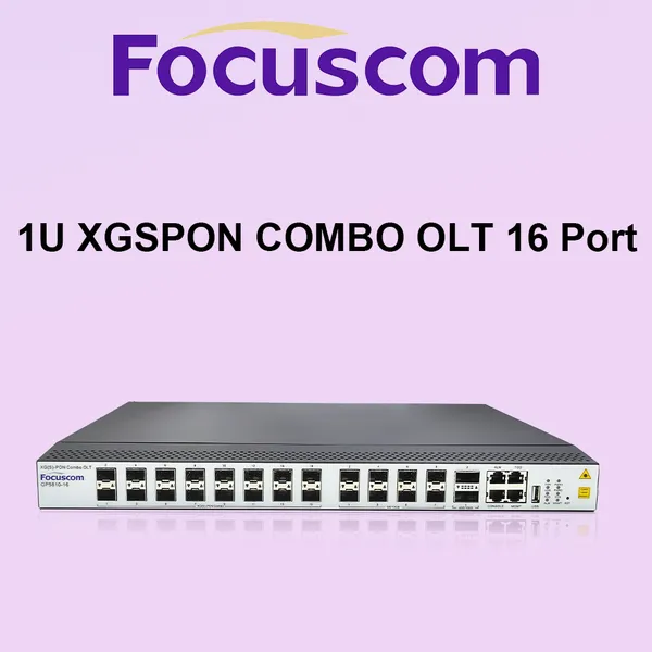 16-портовый комбинированный OLT XGSPON, управляемый на 3 уровне, оптический лицевой терминал с высокой плотностью с 100G-шлюзом для решений FTTH, XGPON OLT Focuscom GP5810-16