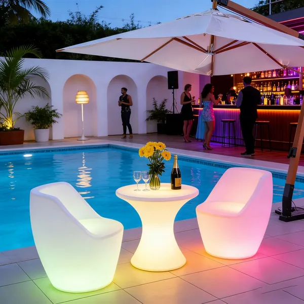 Factory Direct Modern Design Plastic Luminous Tables and Chairs for Outdoor Garden Party Wedding Bar Use Top Industry Choice photo-3