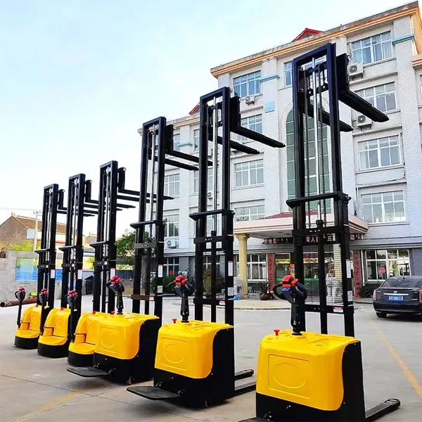 2000kg 1000kg 1500kg New Full Electric Semi Electric Portable Stacker Pallet Forklift Self Lifting Stacker photo-2