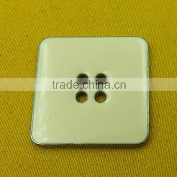 28mm Square Shape 4 Holes Metal Button With Cream Enamelled for Dress -- MS3361 photo-5