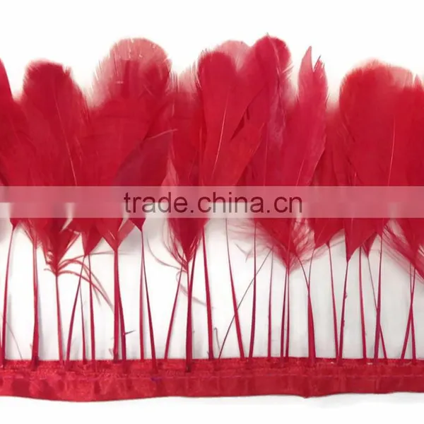 Stripped Blue Coque Tails Fringe Rooster Feather Trim photo-2