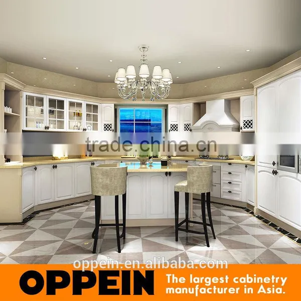 Classic Curved Solid Wood Kitchen Cabinet With Island