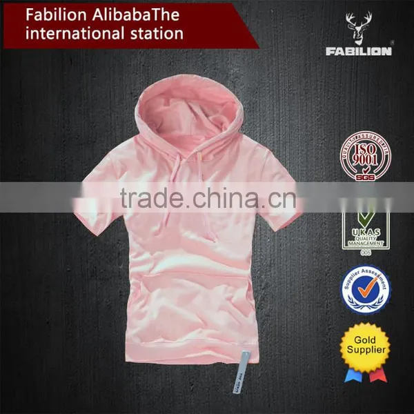 Hot Tide Brand Short-sleeved Solid Color 100% Cotton Plain Hoodie photo-4