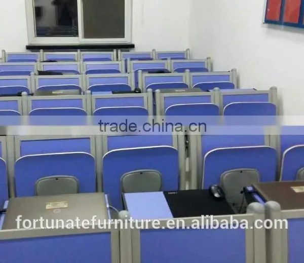 Blue Bent Plywood Seat and Back Lecture Hall Folding Chair photo-2