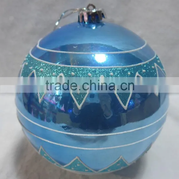 Big Shiny Plastic Ball With Hand Painting In Blue Color photo-2