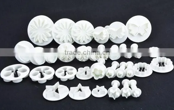 46 PCs Set Fondant Cake Cutter Ejector Stamp + Modeling + Smoother + Border Decoration Fondant Marzipan Plunger Cutter SV009933 photo-3
