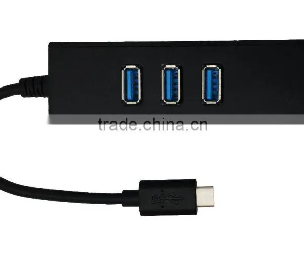 USB3.1/Type-C to USB3.0 Adapter Connector Hub 2pcs/lot 3 * USB3.0 Ports And1* Lan Port for Macbook Chromebook photo-2