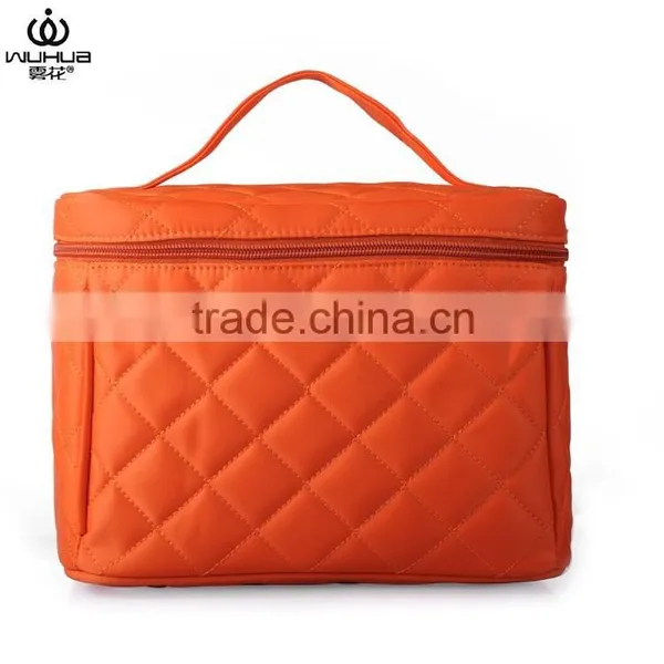 Classical and Quilted Nylon Stock Cosmetic Case With Mirror for Travel photo-6