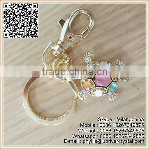 Fashion Designed Cheap Artificial Tortoise Keychain Diamond Key Ring photo-5