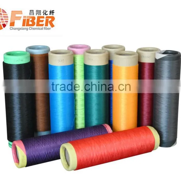 Polyester Twisted Yarn or Knitting Yarn on 75D-600D 36F-192F