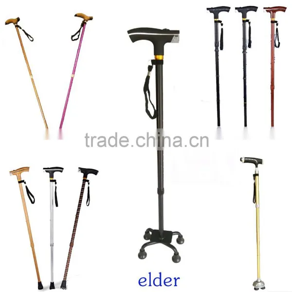 Aluminum Two Sections Ten Points Four Legs Telescopic Elder Walking Stick With Light photo-2