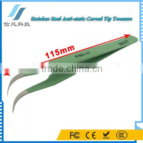 BST-EDS-17 Stainless Steel Anti-static Curved Tip Tweezers Curved Eyelash Extension Tweezers photo-2