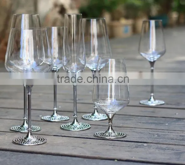 Glassware Manufacturer Handmade Wendding Decoration Elegant Goblet Glass Crystal Glass With Silver Stem Crystal With Diamond photo-2