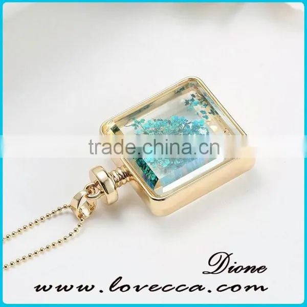 Fashion Real Flower Special Charm Jewelry Silver Plated Square Necklace photo-3