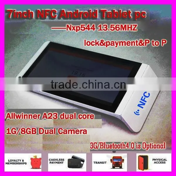 MTP283 7inch Nfc POS Android Tablet pc All Winner A23 CPU With Android 4.2 1G 8G Memory WIFI Dual Camera-Black/White