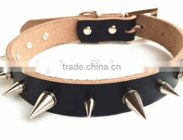 hot sale cow leather dog chains dog collar chains custom metal chain dog collar
