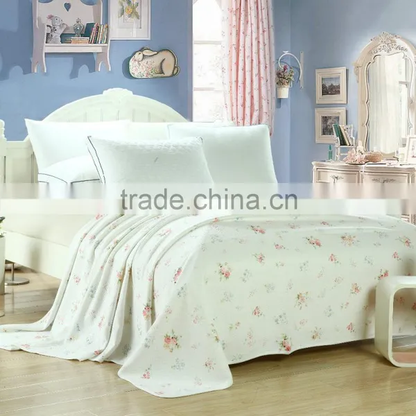 Little Flowers Printed Knitted Cotton Blanket