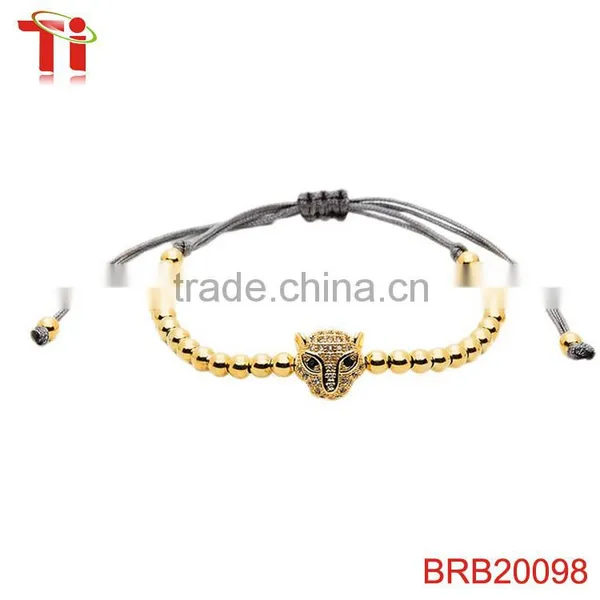 Gold Plating Copper Beads Marble Bead Bracelet Bead Woven Bracelet, Leopard Head Bracelet photo-2