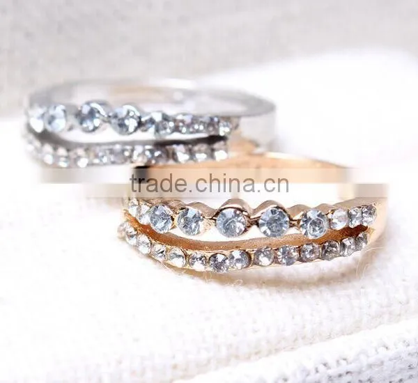 Double Coulour All Crystal Alloy Little Finger Rings photo-3