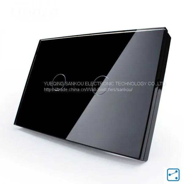 US Two Gang Two Way Crystal Glass Panel Touch Switch,50HZ/60HZ Wall Switch photo-5