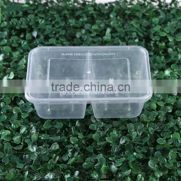 Clear 1000ml Divided Plastic Take Away 2 Compartment Microwave Safe Food Container photo-2