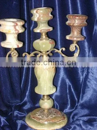 Hot Sale Popular ONYX CANDLE HOLDERS STANDS BRASS WORK photo-4