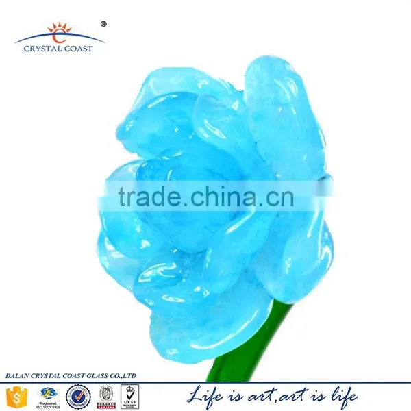 Beautiful Stained Colored Long Single Stem Artificial Glass Flowers photo-5