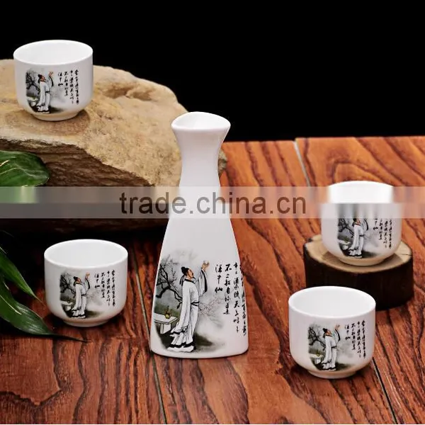 Haonai Wholesale Chinese Style Ancient Ceramic Flagon Wine Set photo-4