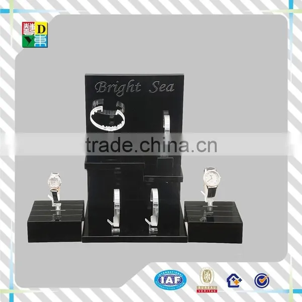 2015 Fashion Design Acrylic Black Watch Display PMMA Material Display for Watch Custom Design Acrylic Watch Showcase photo-3