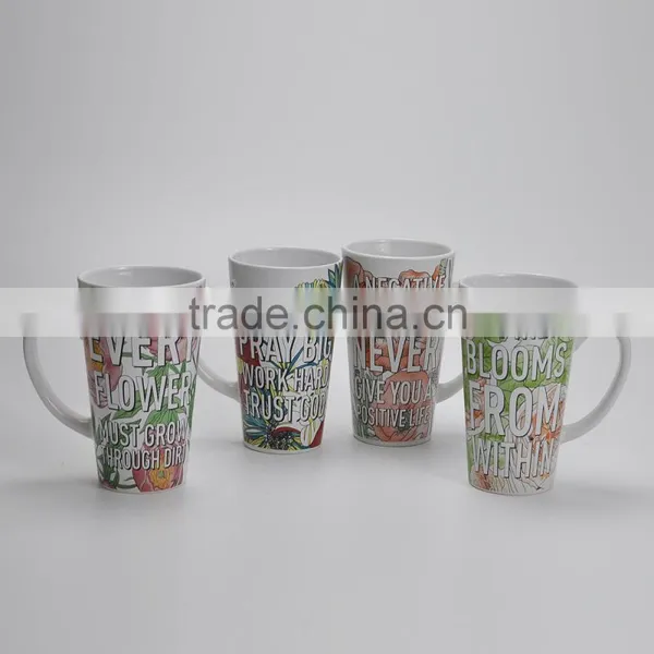 16oz V-Shape Coffee Mug, Stoneware With Decal Printing photo-2