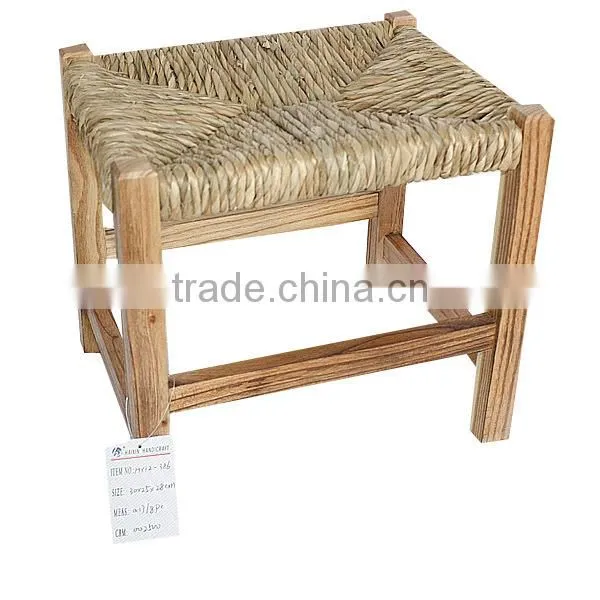 Vintage Black Seagrass Woven Seat Solid Wood Baby Chair With Lidder Back photo-6