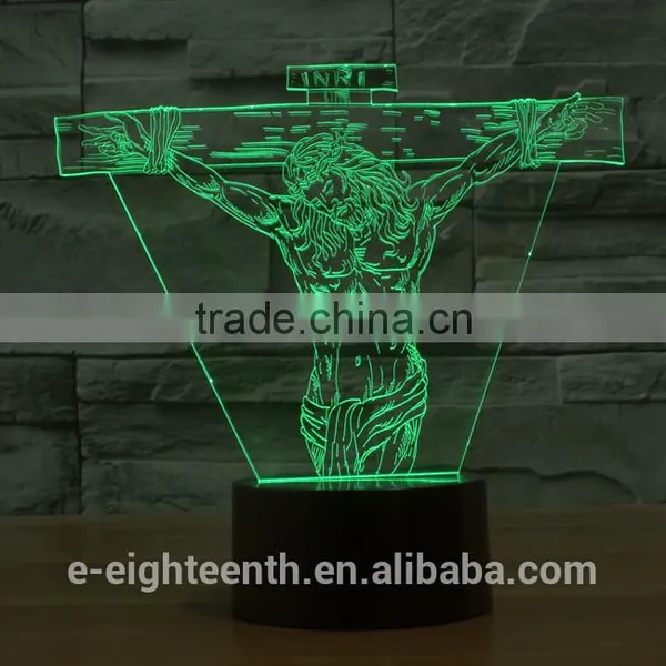 Cutomization Gradual Color Changing Jesus Style Visual Illusion Light Touch Panel 3D Led Night Lights Decoration Lamp photo-2