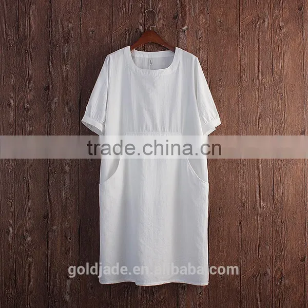 Hospital Gown With Round Collar Wear Cotton and Linen Dress Striped Short Sleeve in Summer Patient Clothes for Girl Women photo-3