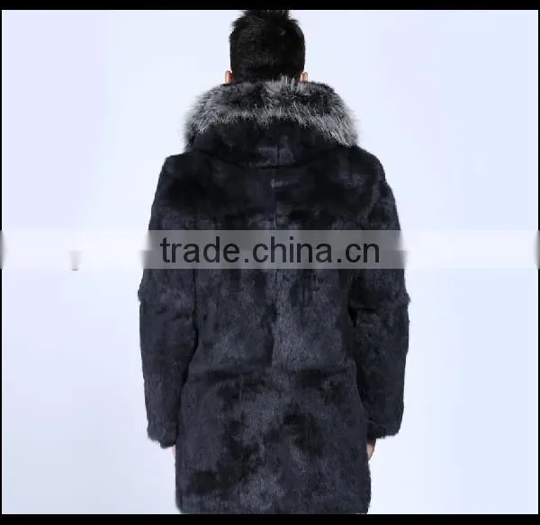New Style Long Artificail Rabbit Fur Coat With Raccoon Collar photo-2