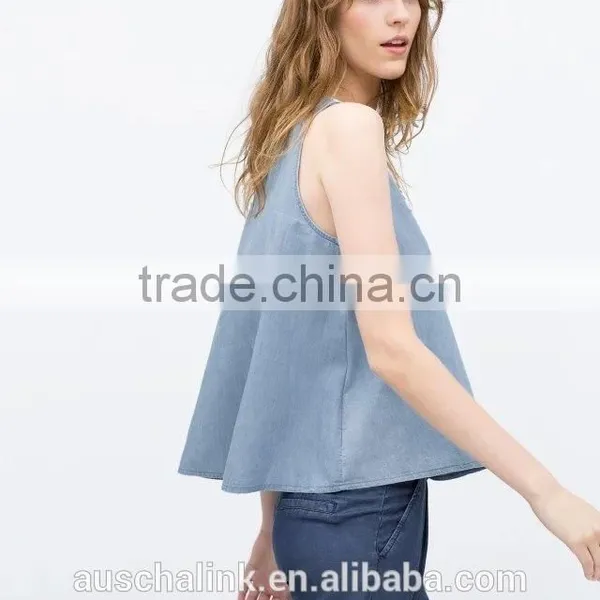 New Style Summer Denim Sleeveless Crochet Top Pattern Wholesale photo-2